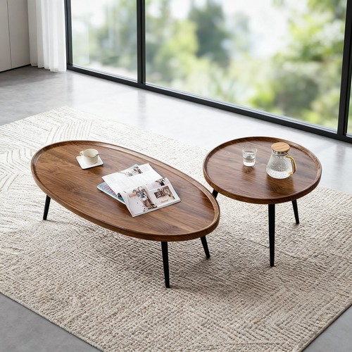 Walnut nesting coffee - walnut, table