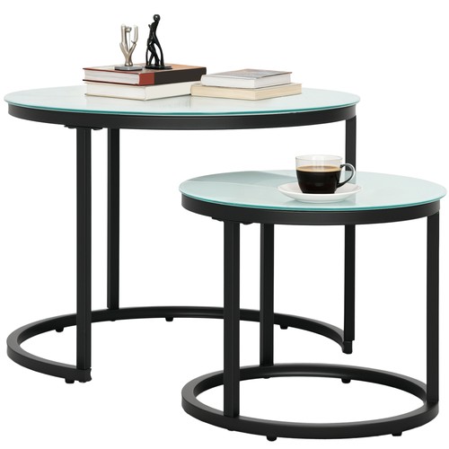 Homcom glass coffee - table, set