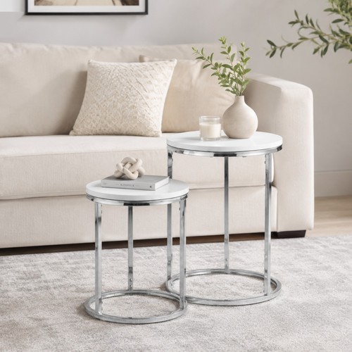 White high gloss round - round, of