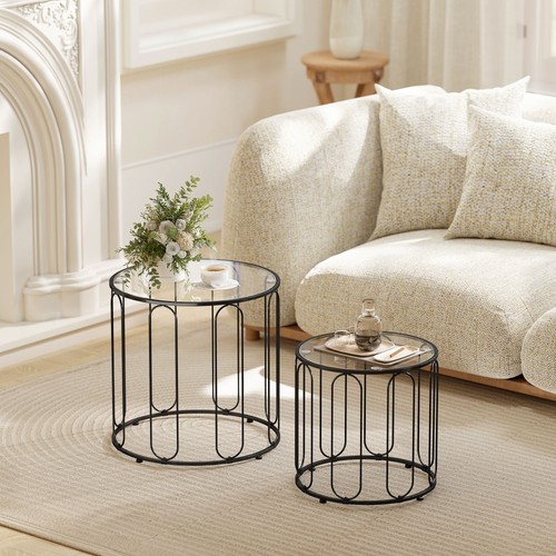 Round coffee table set - table,
