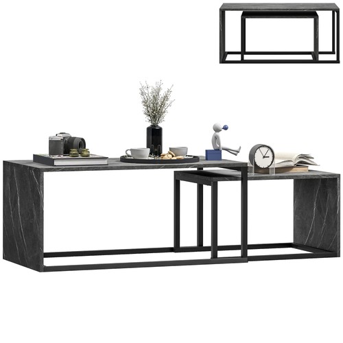 Homcom coffee tables set 2 - coffee,